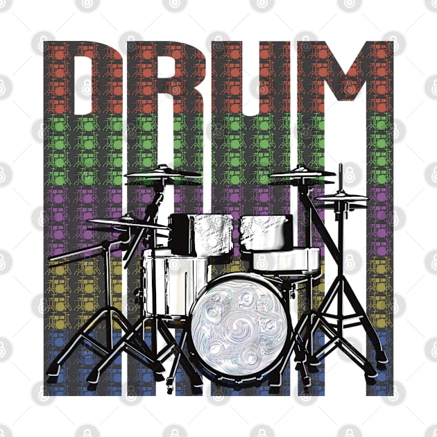 Drum Kit on drum pattern lettering by KateVanFloof