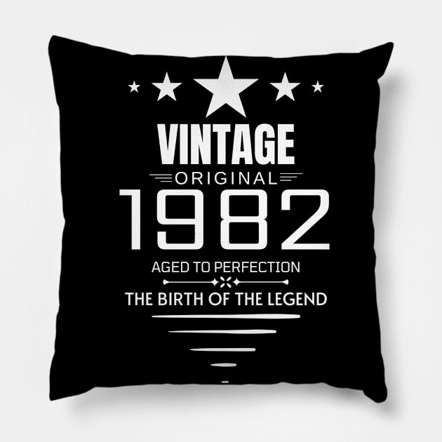 Vintage 1982 - Birthday Gift Pillow by Fluen