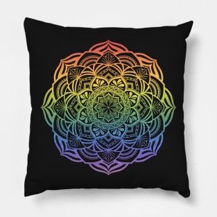Gradient Rainbow Mandala Pillow