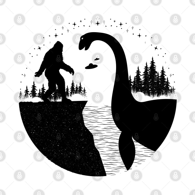 Bigfoot Loch Ness Monster Nessie Silhouette by Tesszero