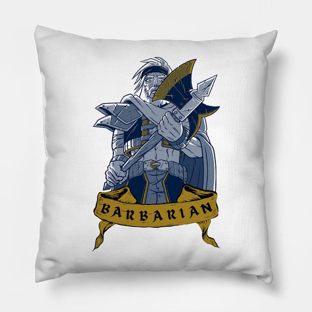 Barbarian with Axe - DnD/Fantasy Pillow by Ericnaitor
