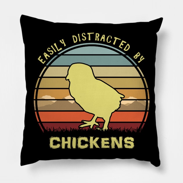 Easily Distracted By Chickens Pillow by Nerd_art