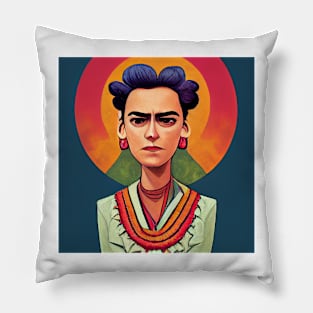 Frida Kahlo Portrait | Cartoon style Pillow