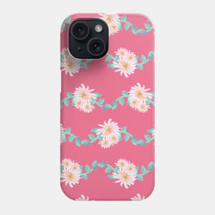 Watercolor flower garland on pink Phone Case