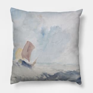 A Sea Piece - A Rough Sea with a Fishing Boat, 1820-30 Pillow