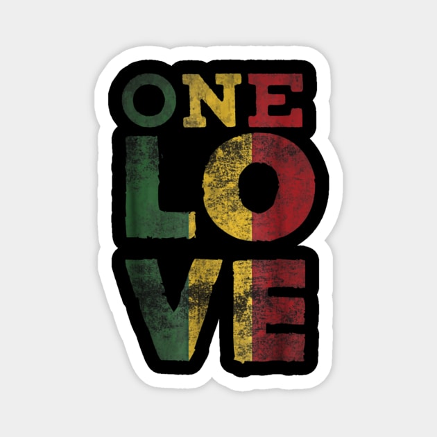 One Love T Shirt Rasta Reggae Men Women Kids Gift Tee Shirts Magnet by Tisine