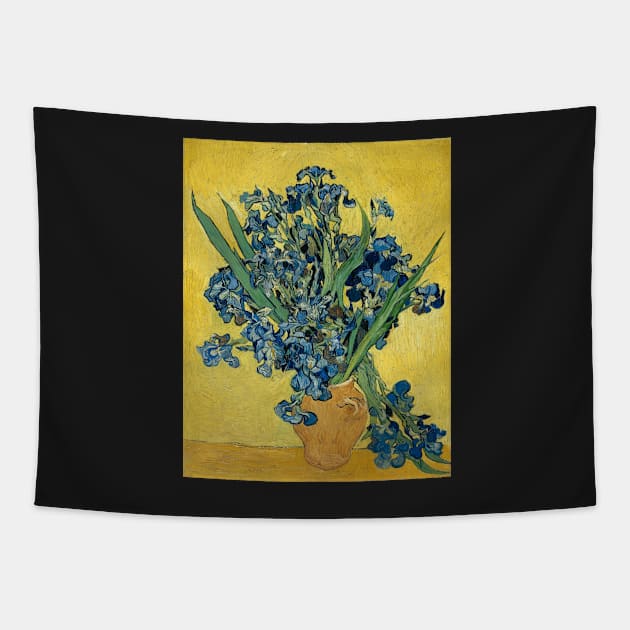 Vincent Van Gogh Irises in Vase Tapestry by RetroSalt