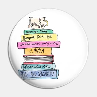 Jane Austen book stack Pin