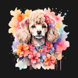 A poodle decorated with beautiful watercolor flowers T-Shirt