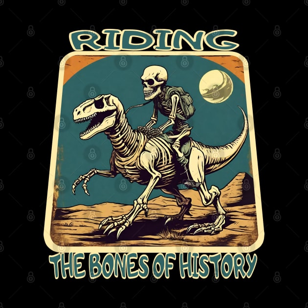 Funny Skeleton Riding T Rex by Ilustradamus