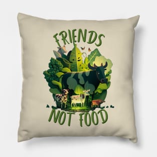 Friends, Not Food Vegan T-Shirt - Show Your Commitment to Animal Rights in Style Pillow