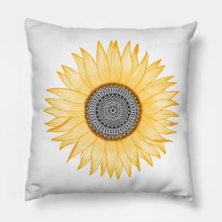Golden Sunflower Mandala Pillow