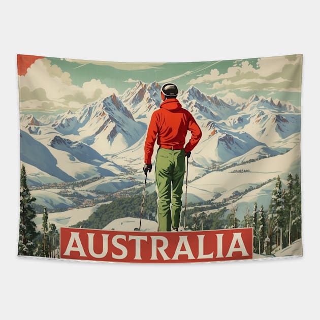 Ski Australia Vintage Travel Poster Tapestry by TravelersGems