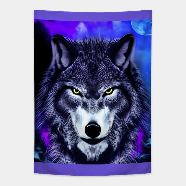 Wolf Face Tapestry by Tuff Tees