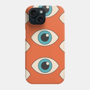 blue eyes on orange background Phone Case