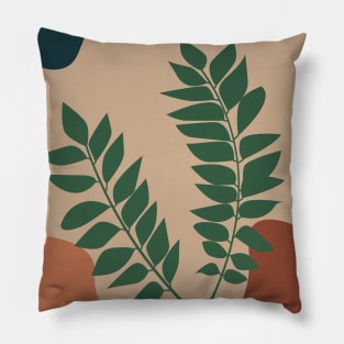 Two Tropical Leaves - Abstract Boho Pillow