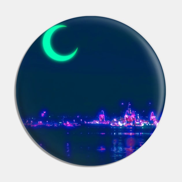 Aesthetic Harbor Midnight Pin by lofi_retrowave