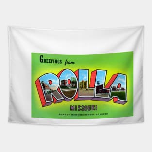 Greetings from Rolla Missouri, Vintage Large Letter Postcard Tapestry