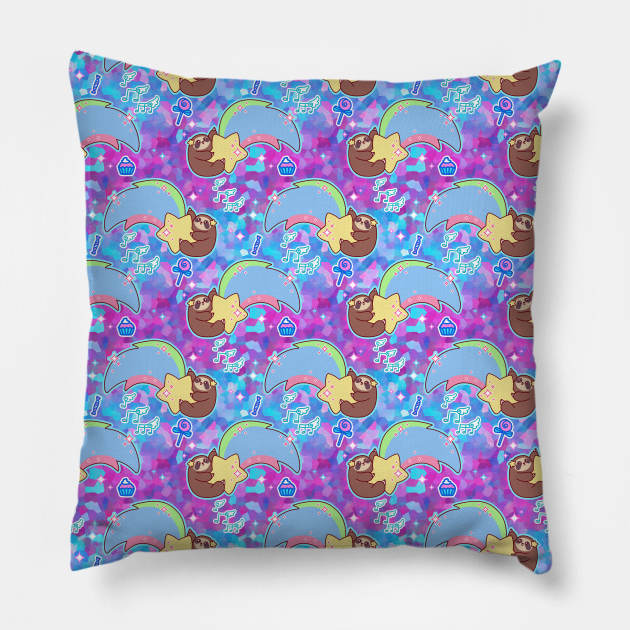 Shooting Star Sloth Pattern Pillow by saradaboru