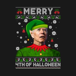 Merry 4th Of Halloween Santa Joe Biden Ugly Christmas Sweater T-Shirt