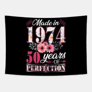 50 Year Old Made In 1974 Floral Flower 50th Birthday Womens Tapestry