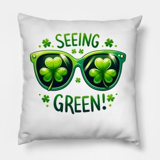 Seeing Green! - St. Patrick's Day Clover Glasses Pillow