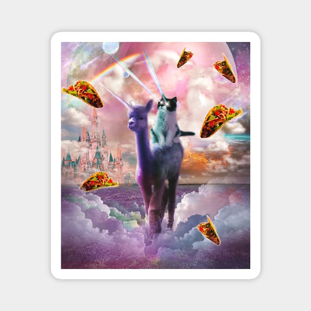 Cosmic Laser Cat Riding Alpaca Unicorn Magnet by Random Galaxy