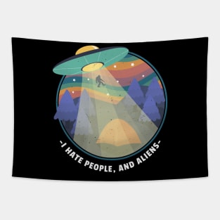 I hate people and aliens funny camping Tapestry