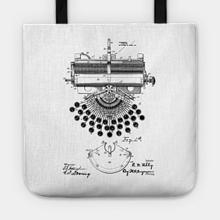 TYPEWRITER VINTAGE PATENT DRAWING Tote