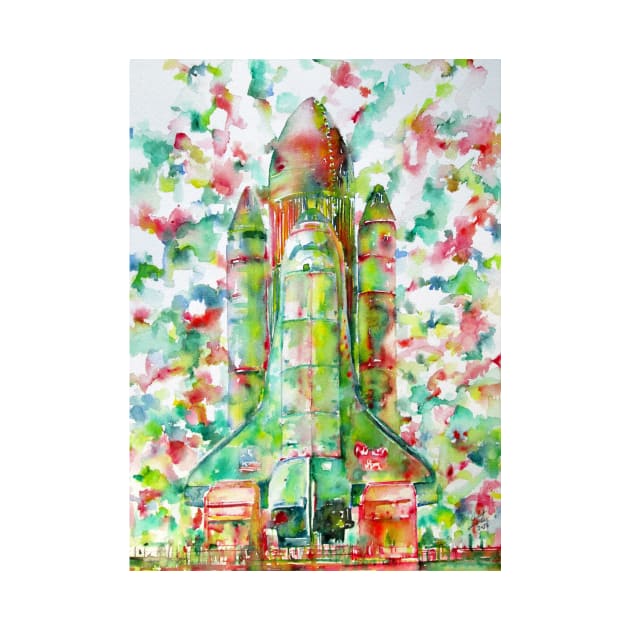 SPACE SHUTTLE - LAUNCH POD - watercolor painting by lautir