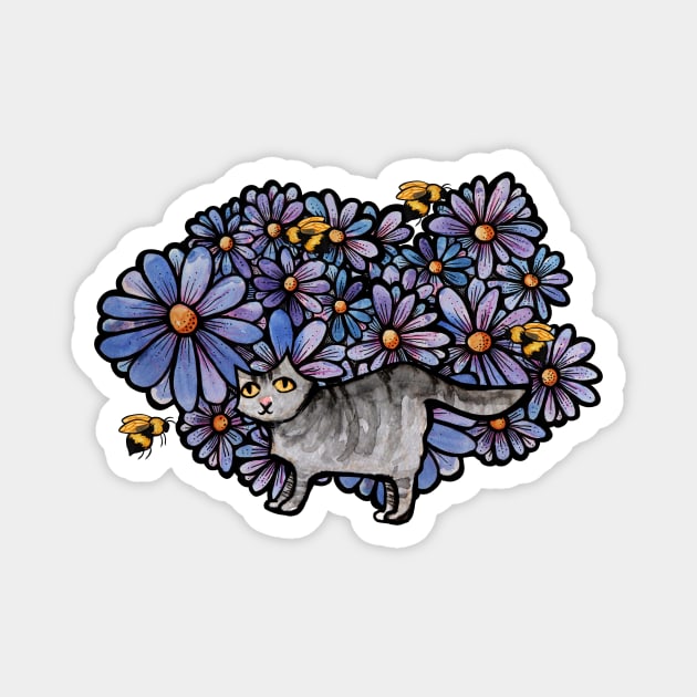 Grey Kitty Cat Magnet by bubbsnugg