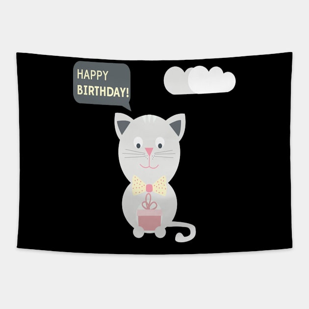 Happy Birthday Funny Cats Tapestry by karascom