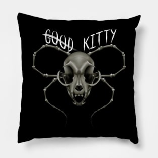 G̶o̶o̶d̶ Kitty Skull White Text Cream Pillow