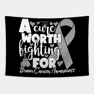 Brain Disease Spread Awareness Gray Brain Cancer Warrior Tapestry