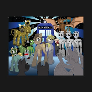 Doctor Whooves Dr. Who My Little Pony Friendship is Magic Derpy Ood K-9 Cybermen Dalek MLP Meme Mash Tshirt T-Shirt T-Shirt