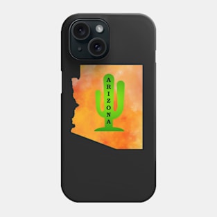 Arizona Cactus in a Sunset Sky State Map Phone Case