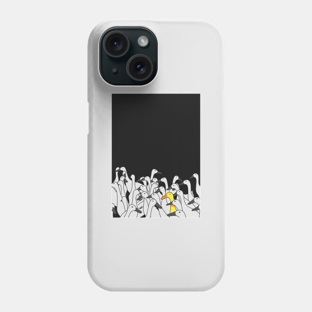 A yellow duck among the other different color represent confidence Phone Case by opiro