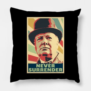 Winston Churchill Never Surrender Vintage Colors Pillow