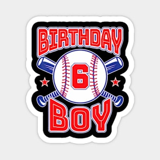 6Th Birthday Baseball Big Number Six 6 Year Old Boy Girl Magnet