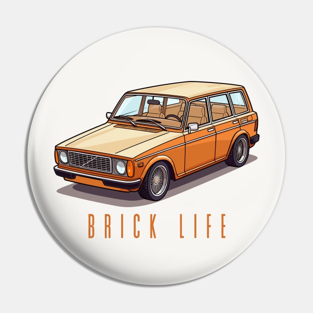 Brick Life - 240 Station Wagon Original Design Pin by DrumRollDesigns