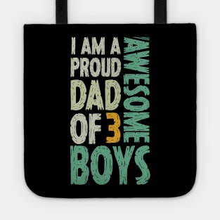 Dad of 3 Boys Dad Gifts From Son For Fathers Day Tote