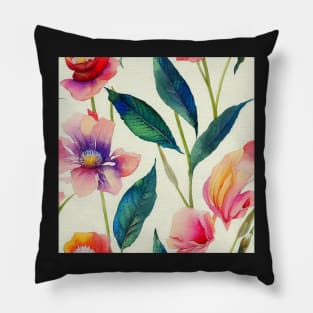 Colorful watercolor leaves pattern Pillow