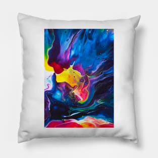 Yellow Sun Flare (acrylic Dutch pour) Pillow