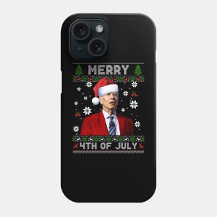 Merry 4th Of July Funny Joe Biden Christmas Ugly Sweater Phone Case