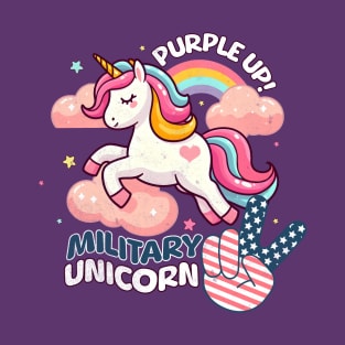 Purple Up! Military Child Unicorn Kids T-Shirt