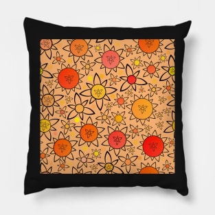 Flower Suns Warm on Pale Orange Repeat 5748 Pillow