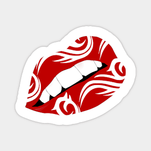 Red Lips Tribal Art Magnet