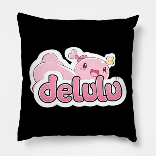 Delulu Axolotl Pillow by MaystarUniverse