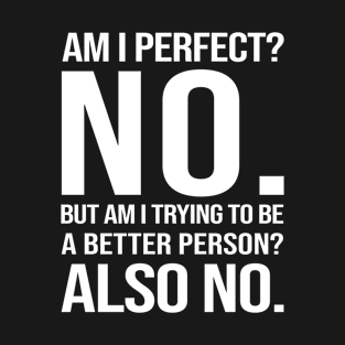 Am I Perfect? NO. But am I trying to be a better person? Also NO. T-Shirt