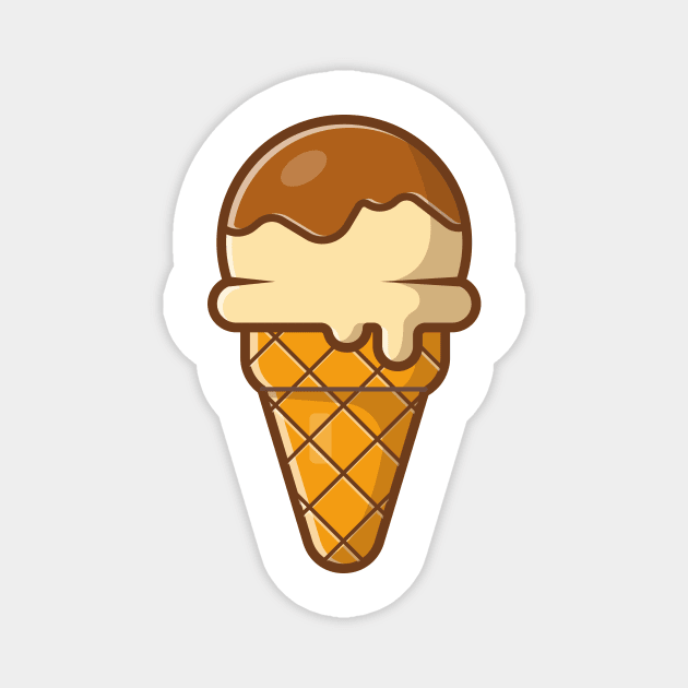 Cone ice cream  with chocolate cartoon Magnet by Catalyst Labs